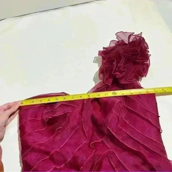 Vintage Tadashi Shoji Collection Womens Ruffle Evening Dress Gown 100% Silk 10 - Picture 5 of 14